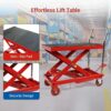 500LBS Hydraulic Lift Table Cart, 30" Lifting Height., Double Scissor Lift Table with 4 Wheels and Non-Slip Pad, Hydraulic Scissor Lift Table for...