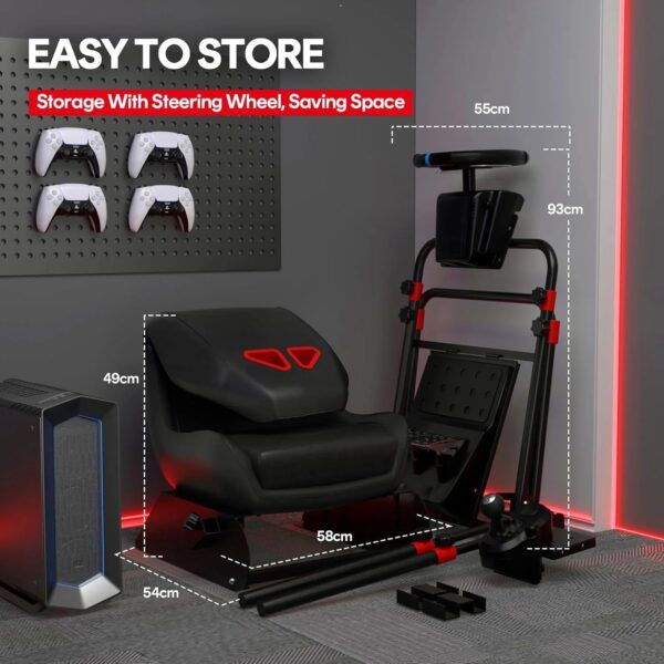 RACGTING Racing Simulator Cockpit, Foldable Seat, Logitech/Thrustmaster