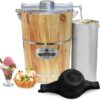 Elite Gourmet 6 Quart Vintage Wood Bucket Electric Ice Cream Maker Machine