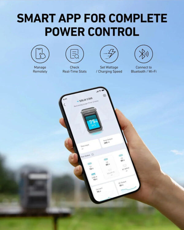 Anker Solar Generator SOLIX C300 with 60W Solar Panel, 288Wh Portable Power Station, 300W (600W Surge), LiFePO4 Battery, 140W Two-Way Fast...