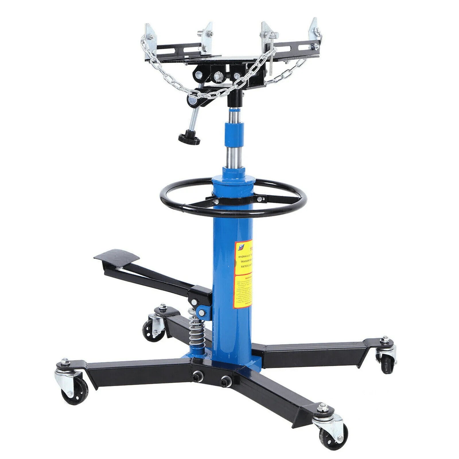 f48d1e004107843ac9d2db5a41350ec626f970d080e10b353b037d2f76895f70 1660 Pounds Hydraulic Car Transmission Jack Vertical Lift with 360 Swivel Wheel Pedal ,Blue,33"-70"(0.75Ton)
