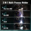 145A MIG Welder, 110V/220V Dual Voltage Gas/Gasless Flux Core MIG Welder/Lift TIG/Stick 3 in 1 Synergic MIG145 9GEN Welding Machine, Flux/Solid...