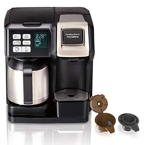 Hamilton Beach FlexBrew Thermal Coffee Maker, Single Serve & Full Pot, Compatible with K-Cup Pods or Grounds, Programmable, Black and Stainless...
