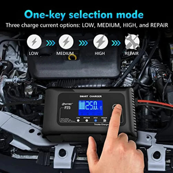 25-Amp Smart Battery Charger,Lithium,LiFePO4,Lead-Acid AGM/Gel/SLA.. Car Battery Charger,Trickle Charger, Maintainer/deep Cycle Charger,12V/25A...
