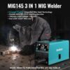 145A MIG Welder, 110V/220V Dual Voltage Gas/Gasless Flux Core MIG Welder/Lift TIG/Stick 3 in 1 Synergic MIG145 9GEN Welding Machine, Flux/Solid...
