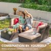 Devoko 5 Pieces Patio Furniture Sets All Weather Outdoor Sectional Patio Sofa Manual Weaving Wicker Rattan Patio Seating Sofas with Cushion and...