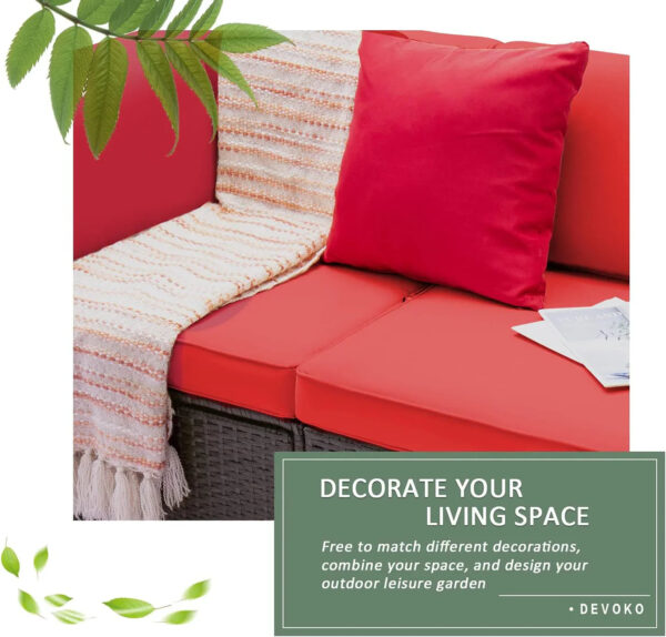 Devoko 5 Pieces Patio Furniture Sets All Weather Outdoor Sectional Patio Sofa Manual Weaving Wicker Rattan Patio Seating Sofas with Cushion and...