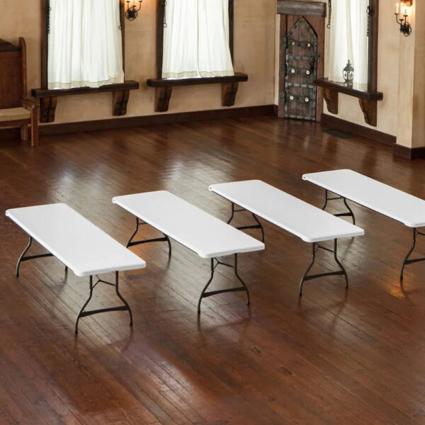 4-Pack Commercial Stacking 8 ft Folding Table - White (80344)