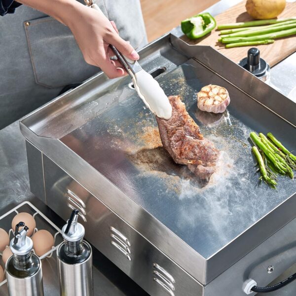 14 Inch Electric Griddle, Non-Stick Flat Top Grill Commercial Electric Countertop Griddles Stainless Steel Adjustable Temperature Control 90 F-575...