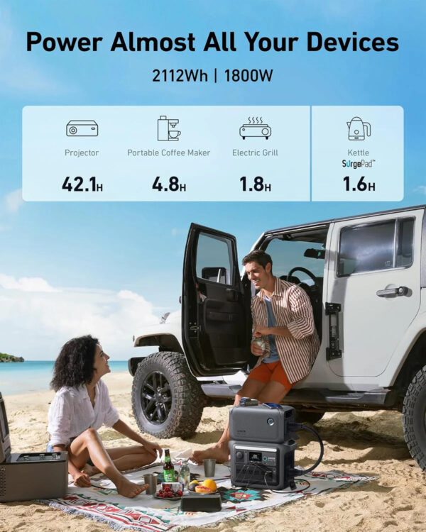 Anker SOLIX C1000 Portable Power Station with 200W Solar Panel, 1800W Solar Generator, 1056wh LFP (LiFePO4) Battery, 6 AC Outlets, Up to 2400W for...